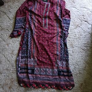 Women’s Printed Salwar in Red and Black - Elegant Ethnic Kurta